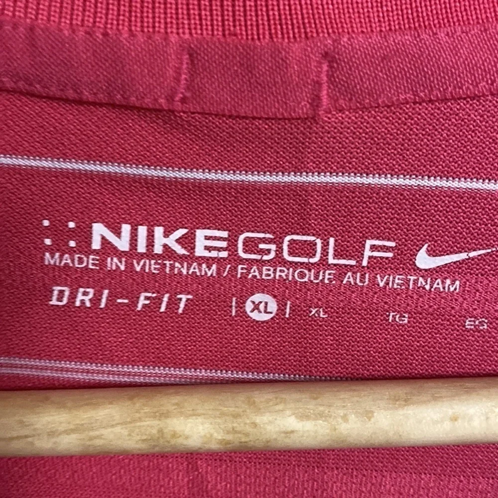 Nike Golf Dri Fit‎ Men’s hot pink white striped breathable polo shirt siz…